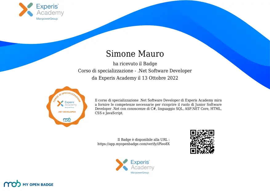 certificato corso boolean